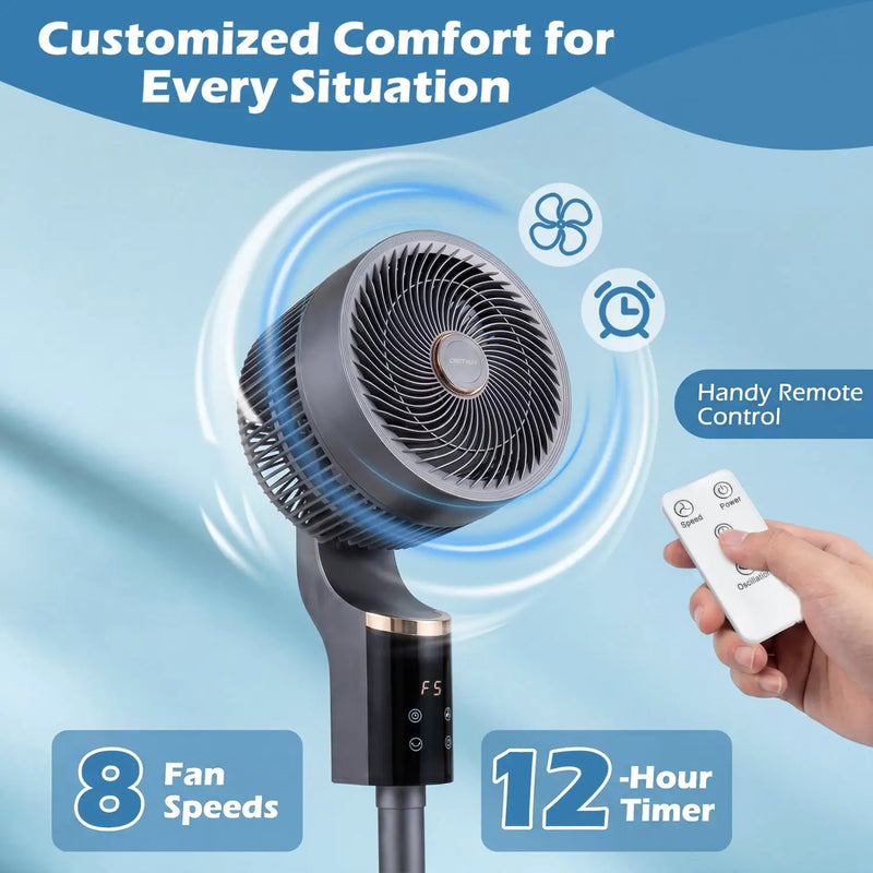 Compact Oscillating Standing Fan with 70° Oscillation and 90° Tilt for Home Office by DirectDeals