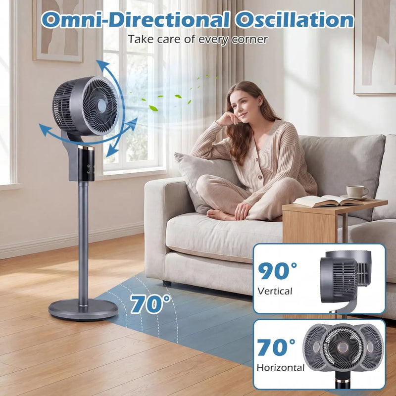 Compact Oscillating Standing Fan with 70° Oscillation and 90° Tilt for Home Office by DirectDeals
