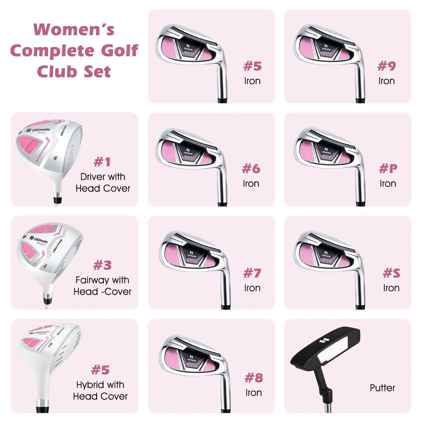 Women's Complete Golf Club Set Right Hand with Rain Hood by DirectDeals