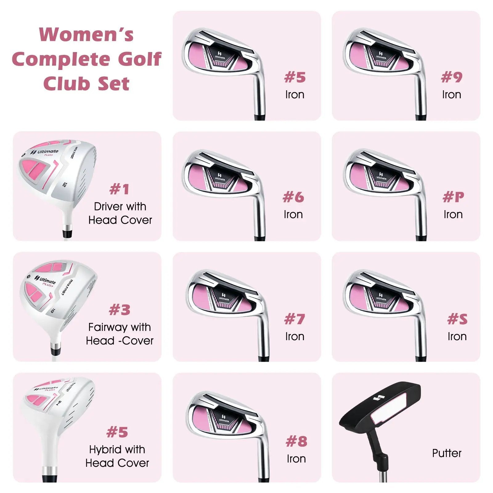 Women's Complete Golf Club Set Right Hand with Rain Hood by DirectDeals