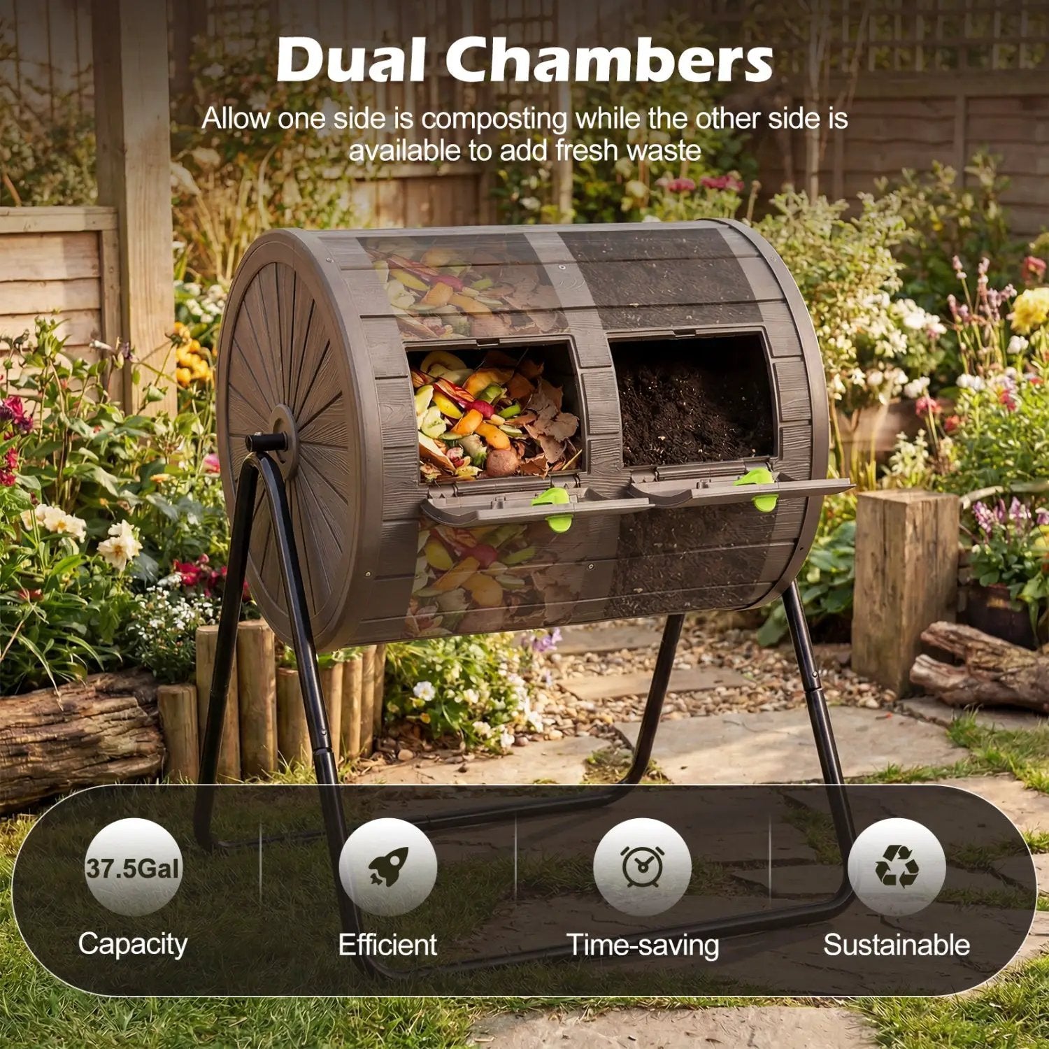 Compost Tumbler 37.5 Gallon Large Outdoor Compost Bin by DirectDeals