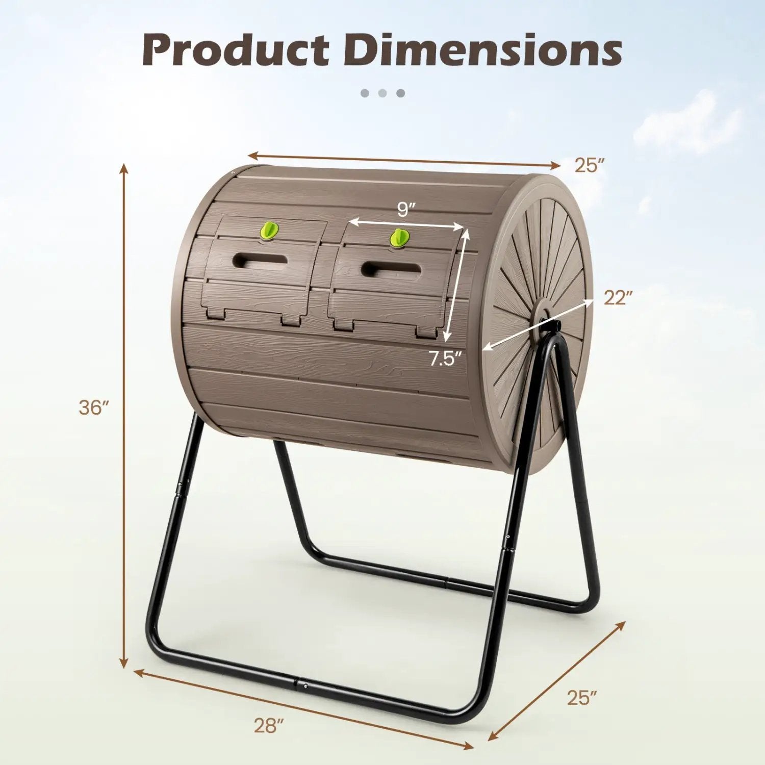 Compost Tumbler 37.5 Gallon Large Outdoor Compost Bin by DirectDeals