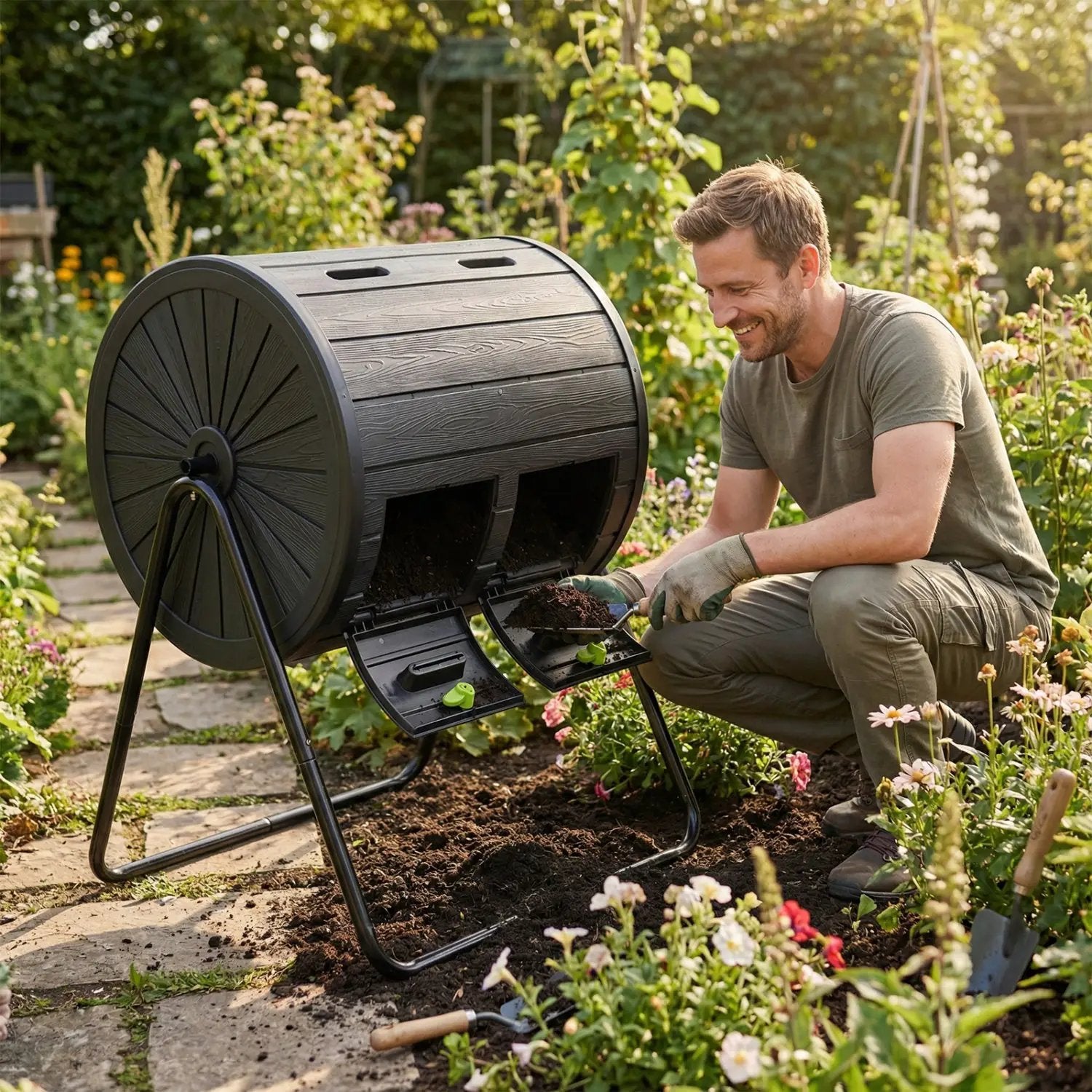Compost Tumbler 37.5 Gallon Large Outdoor Compost Bin by DirectDeals