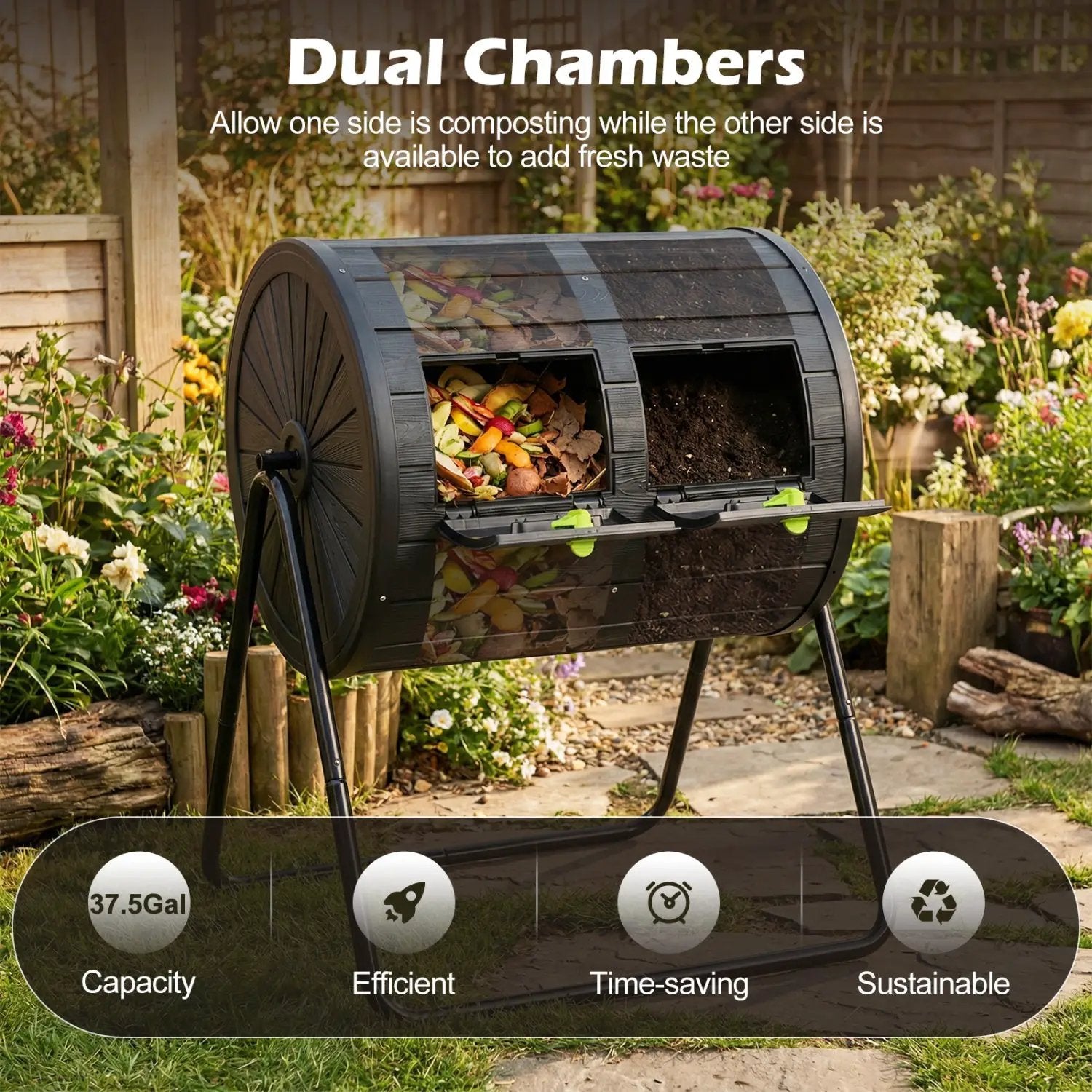 Compost Tumbler 37.5 Gallon Large Outdoor Compost Bin by DirectDeals