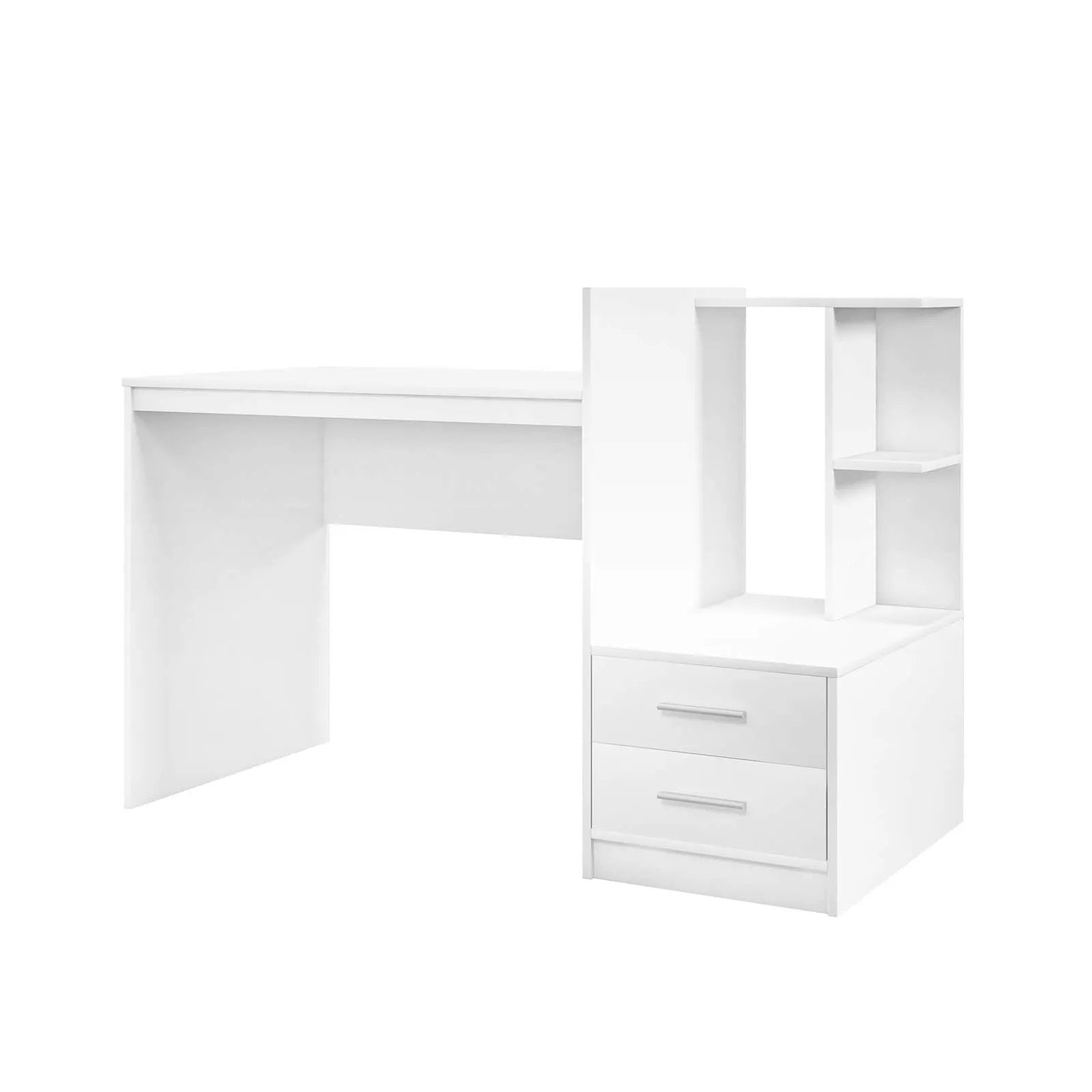 Computer Desk Home Office with Bookshelf and Drawers-White by DirectDeals