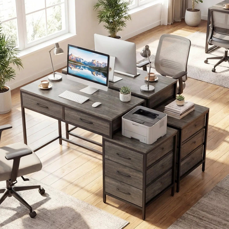 Computer Desk with 5 Drawers and Printer Stand for Bedroom and Small Spaces by DirectDeals
