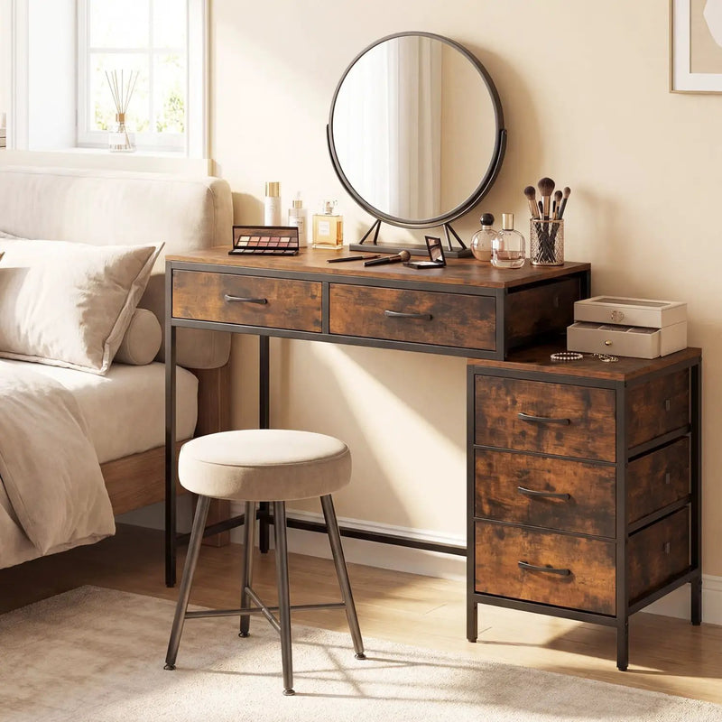Computer Desk with 5 Drawers and Printer Stand for Bedroom and Small Spaces by DirectDeals