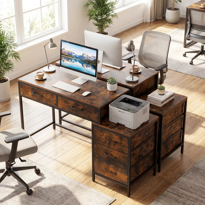 Computer Desk with 5 Drawers and Printer Stand for Bedroom and Small Spaces by DirectDeals