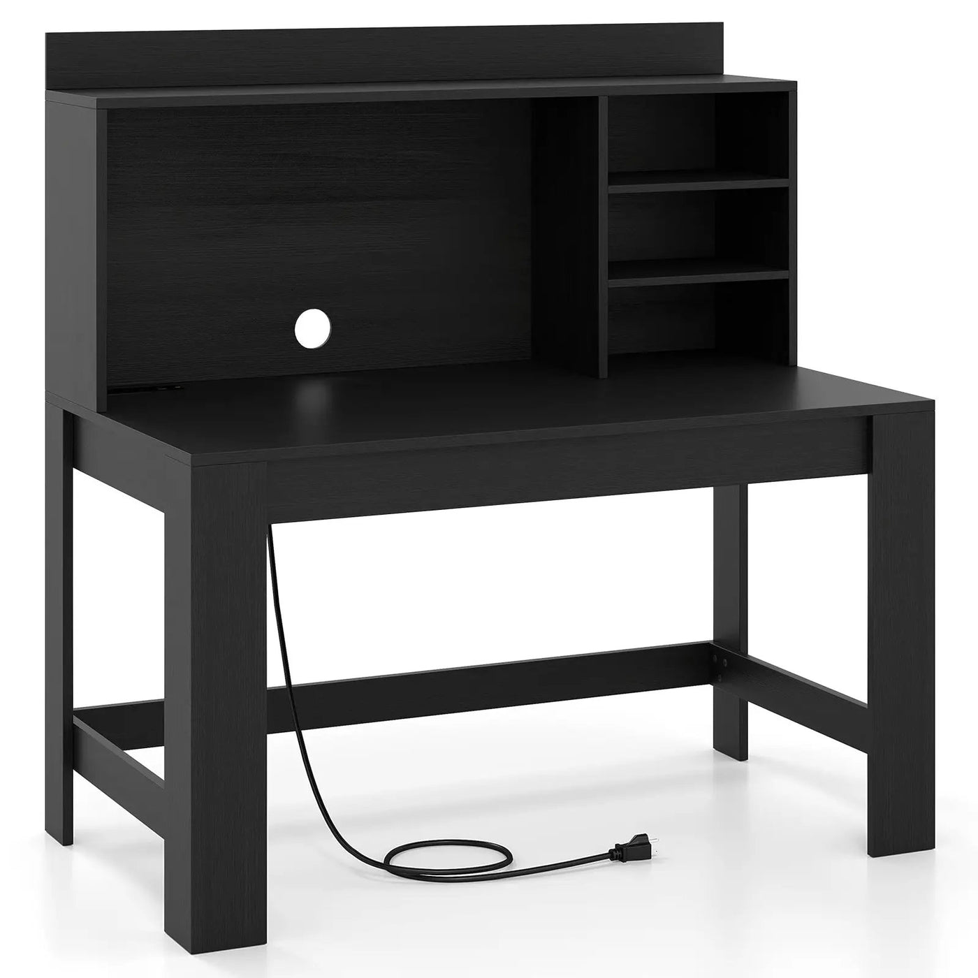 Modern Computer Desk with Hutch and Storage Shelves by DirectDeals