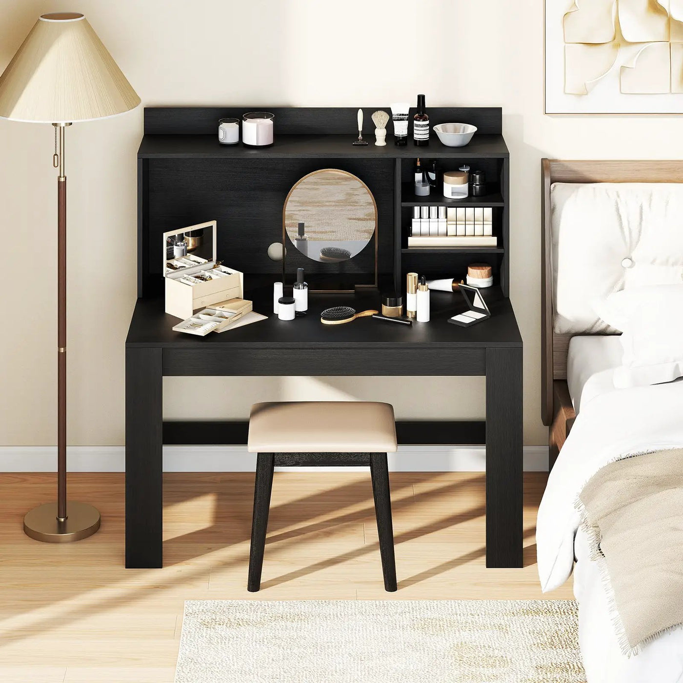 Modern Computer Desk with Hutch and Storage Shelves by DirectDeals