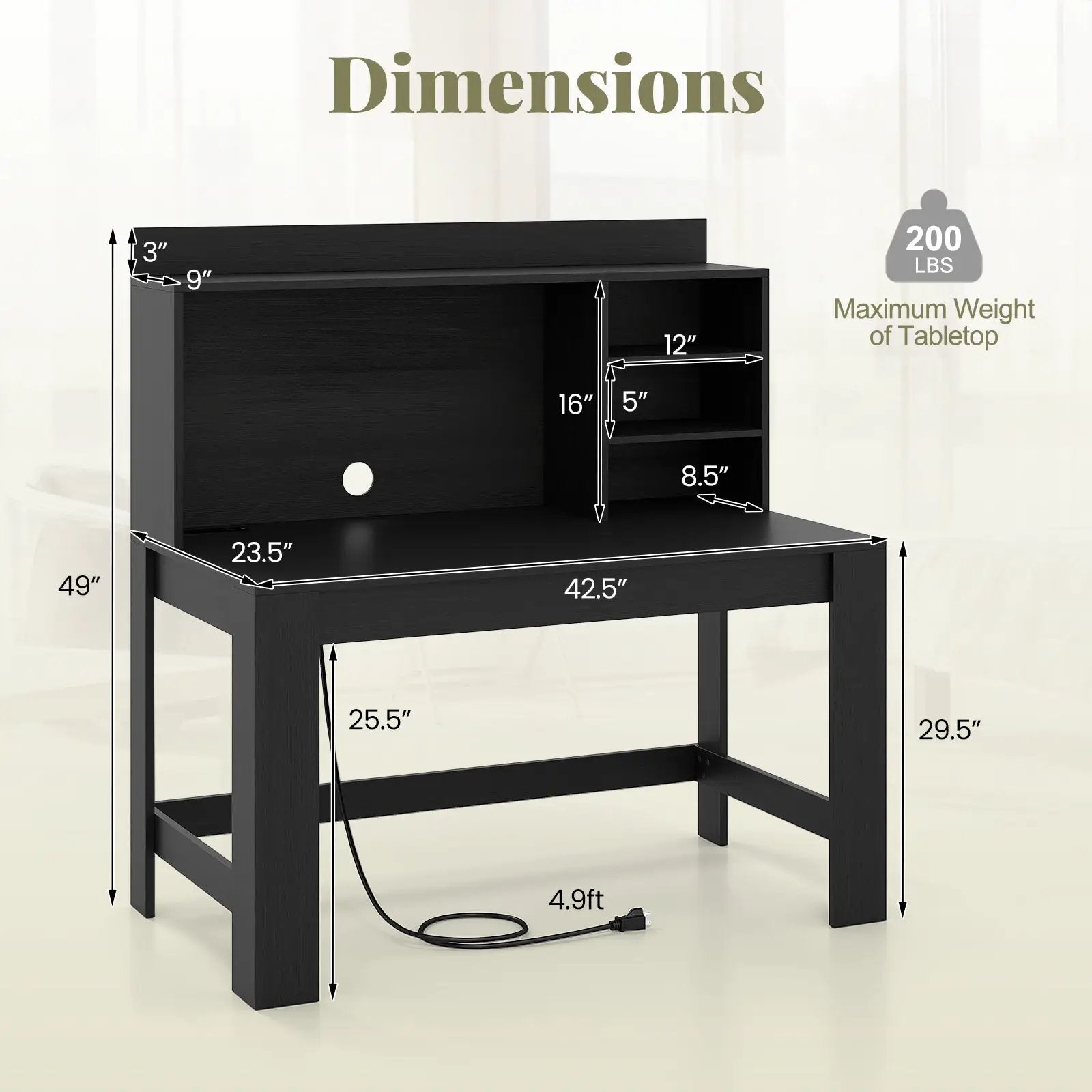 Modern Computer Desk with Hutch and Storage Shelves by DirectDeals