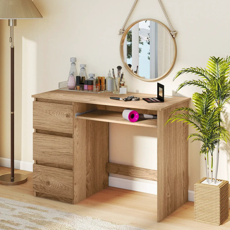 Computer Desk with Power Outlet Keyboard Tray and 3 Large Drawers by DirectDeals