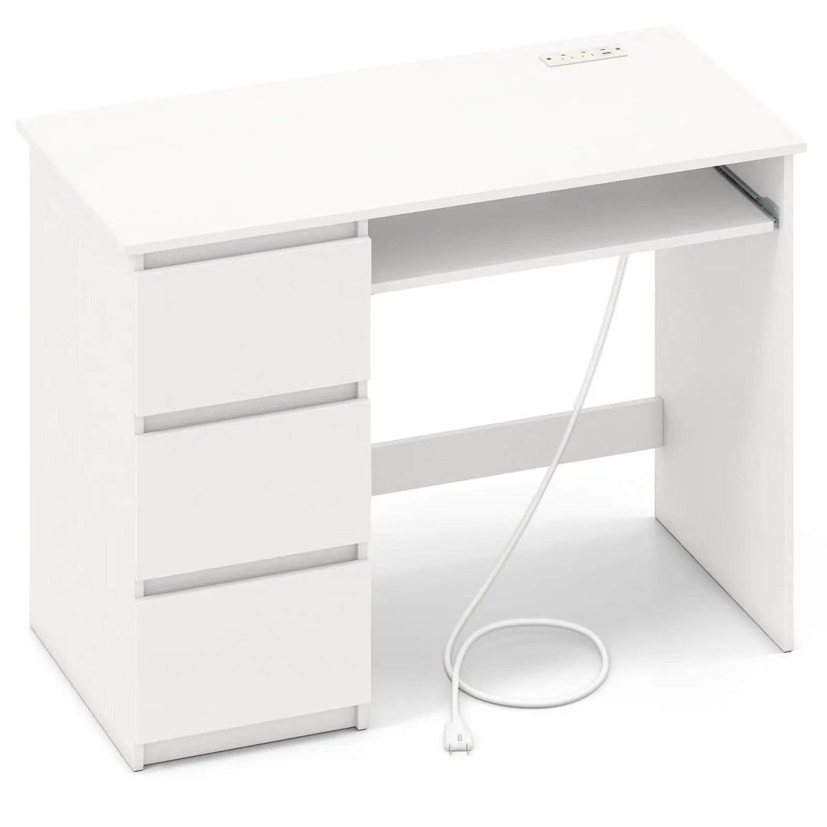 Computer Desk with Power Outlet Keyboard Tray and 3 Large Drawers by DirectDeals