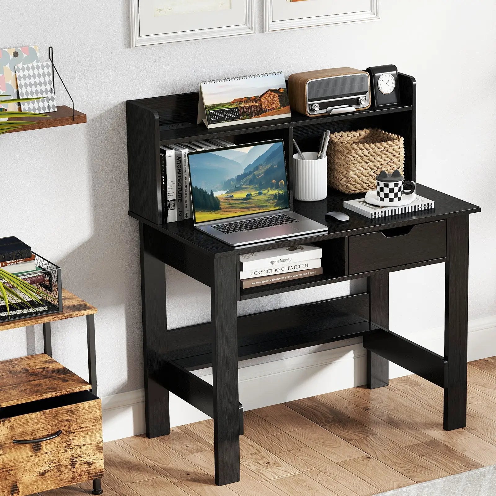 Computer Desk with Power Outlets USB Ports and Type-C-Black by DirectDeals