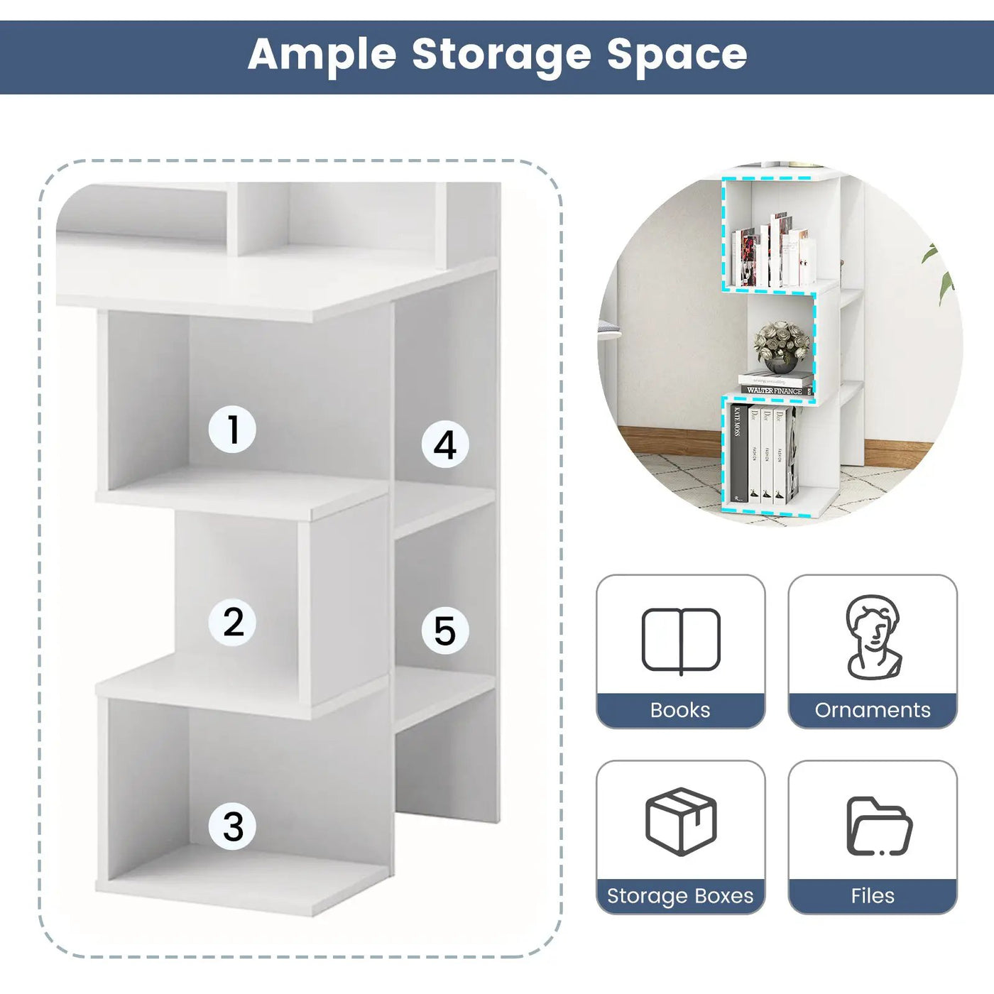 Modern Computer Desk with Storage Bookshelf and Hutch for Home Office by DirectDeals