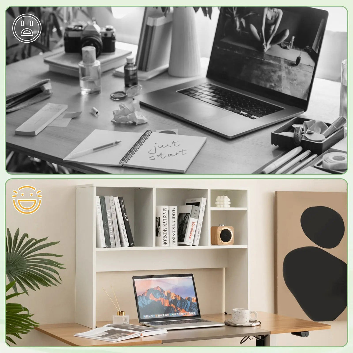 Computer Desktop Bookcase with 4 Cubbies and Open Back Compartment by DirectDeals