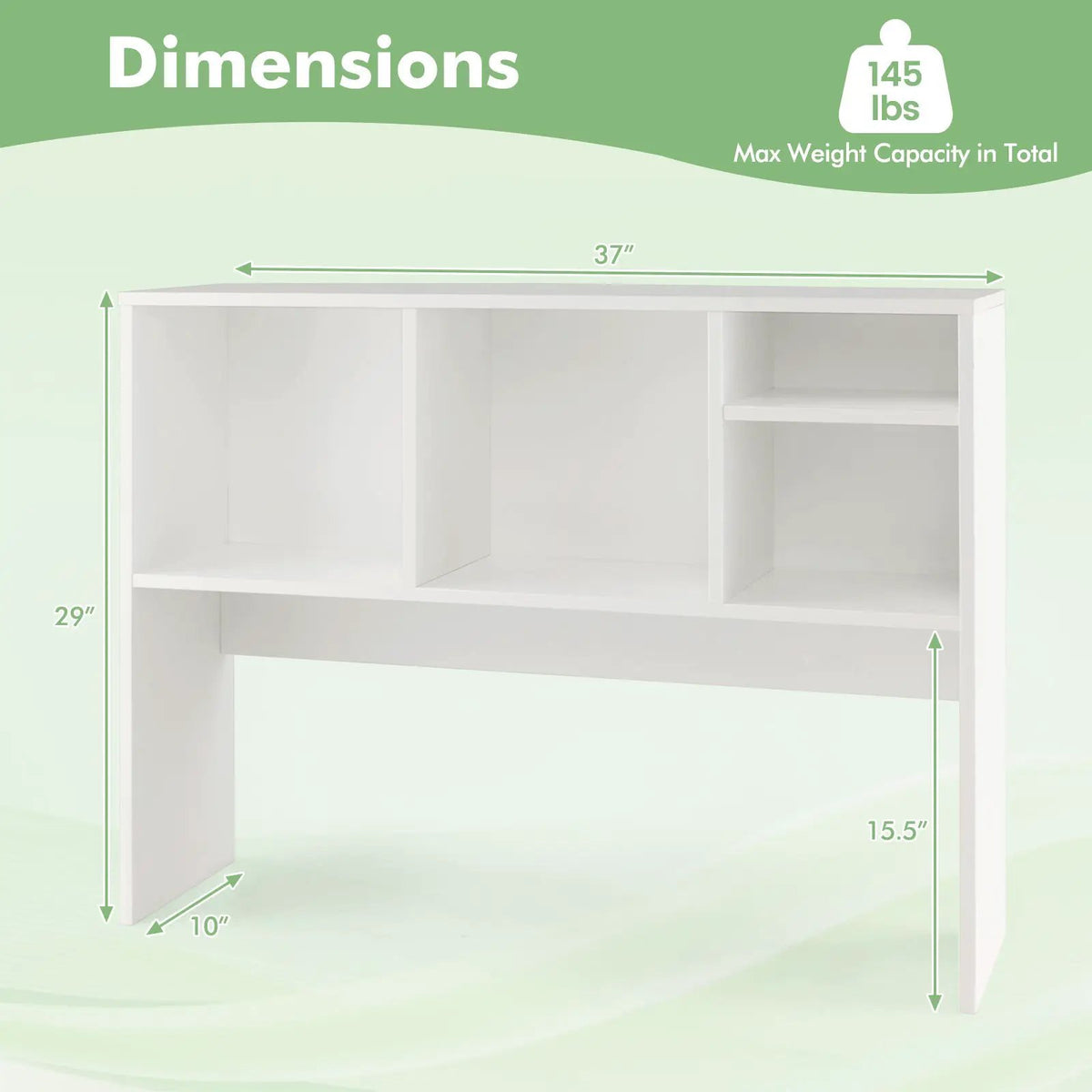 Computer Desktop Bookcase with 4 Cubbies and Open Back Compartment by DirectDeals