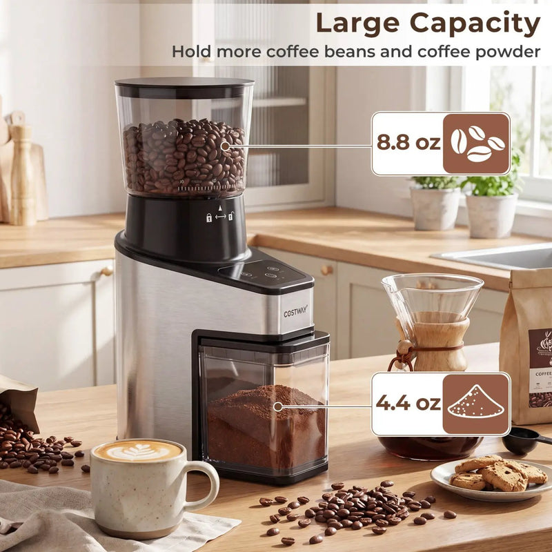 Conical Burr Coffee Grinder with 60 Precise Grinding Settings and Digital Display by DirectDeals