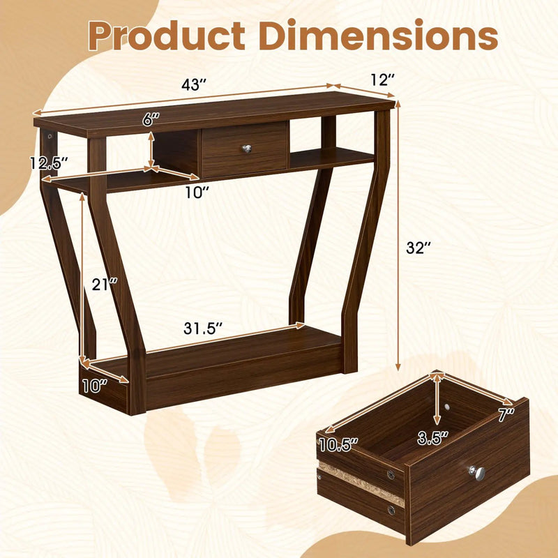 Console Table with Storage Drawer and Shelf, 47-Inch by DirectDeals
