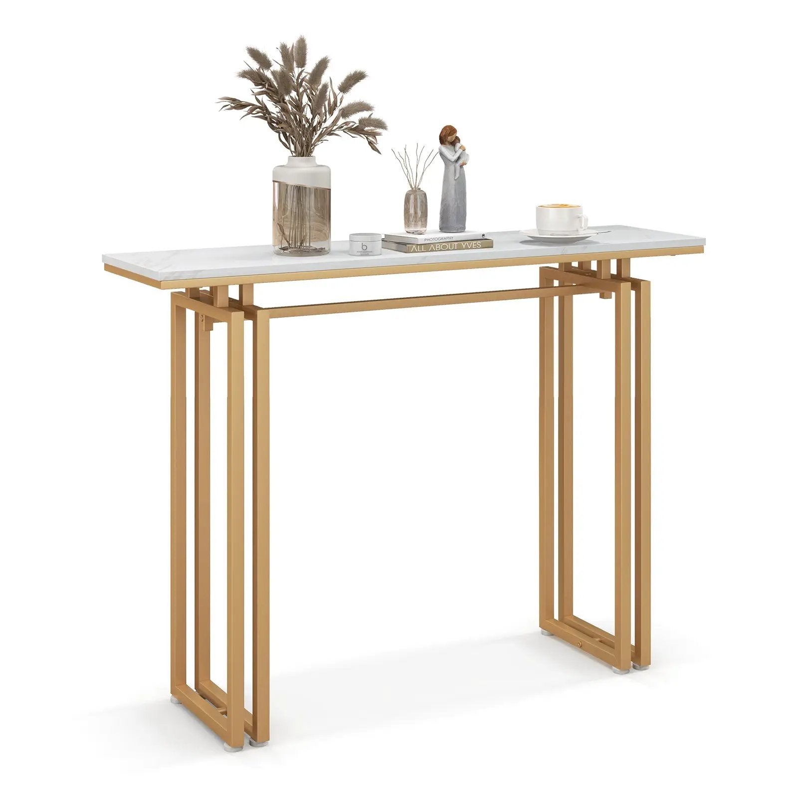 43.5 Inch Console Table with Heavy-duty Metal Frame-Golden by DirectDeals