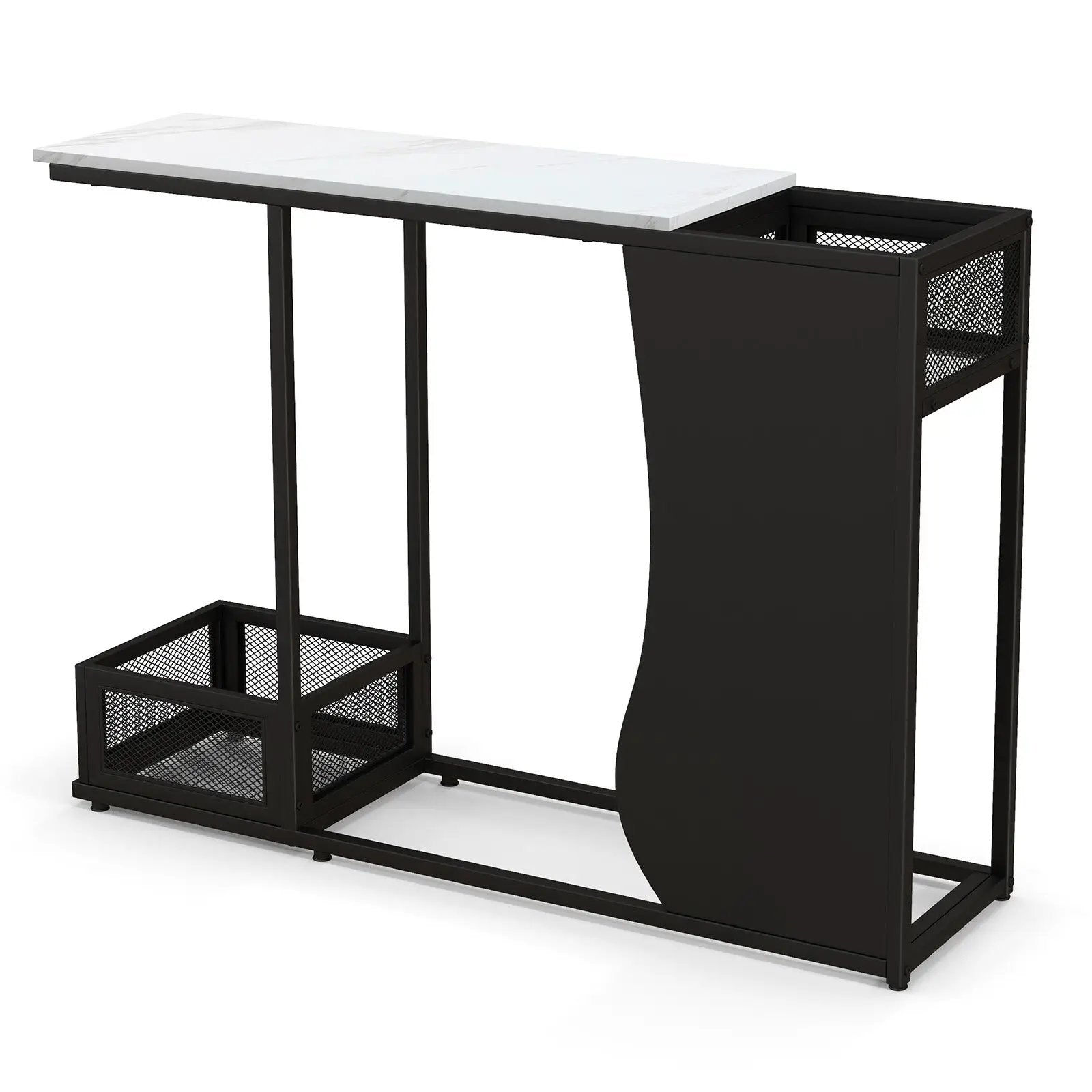 43.5 Inch Console Table with Plant Position and Faux Marble Top-Black by DirectDeals