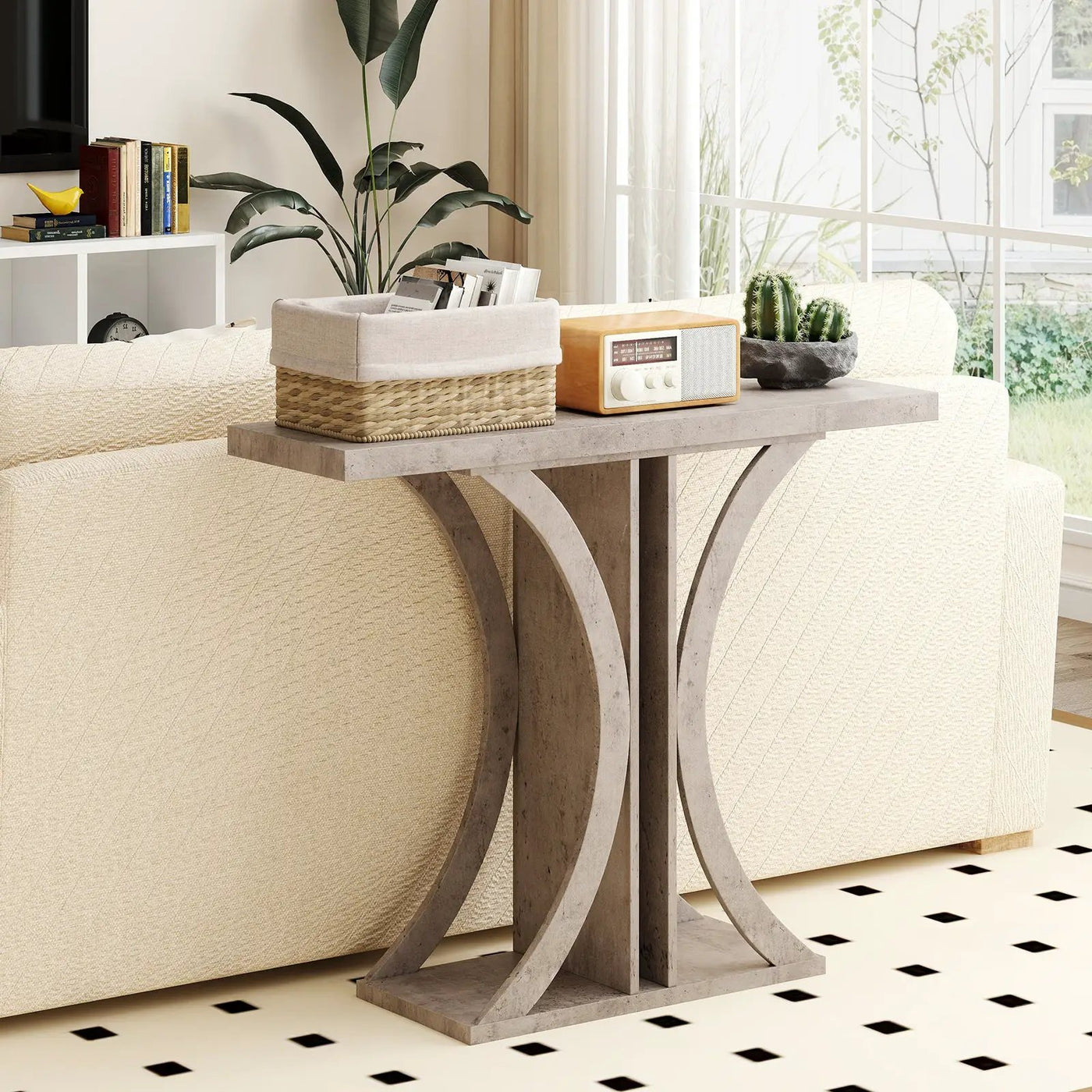 Console Table 39.5 Inch Rectangular Entryway Table with Geometric Frame by DirectDeals