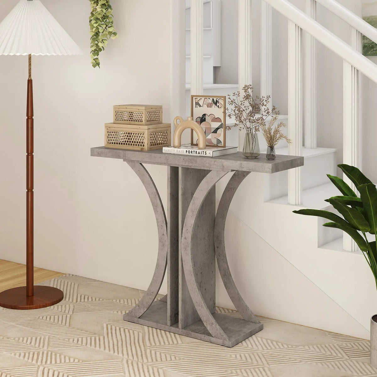 Console Table 39.5 Inch Rectangular Entryway Table with Geometric Frame by DirectDeals