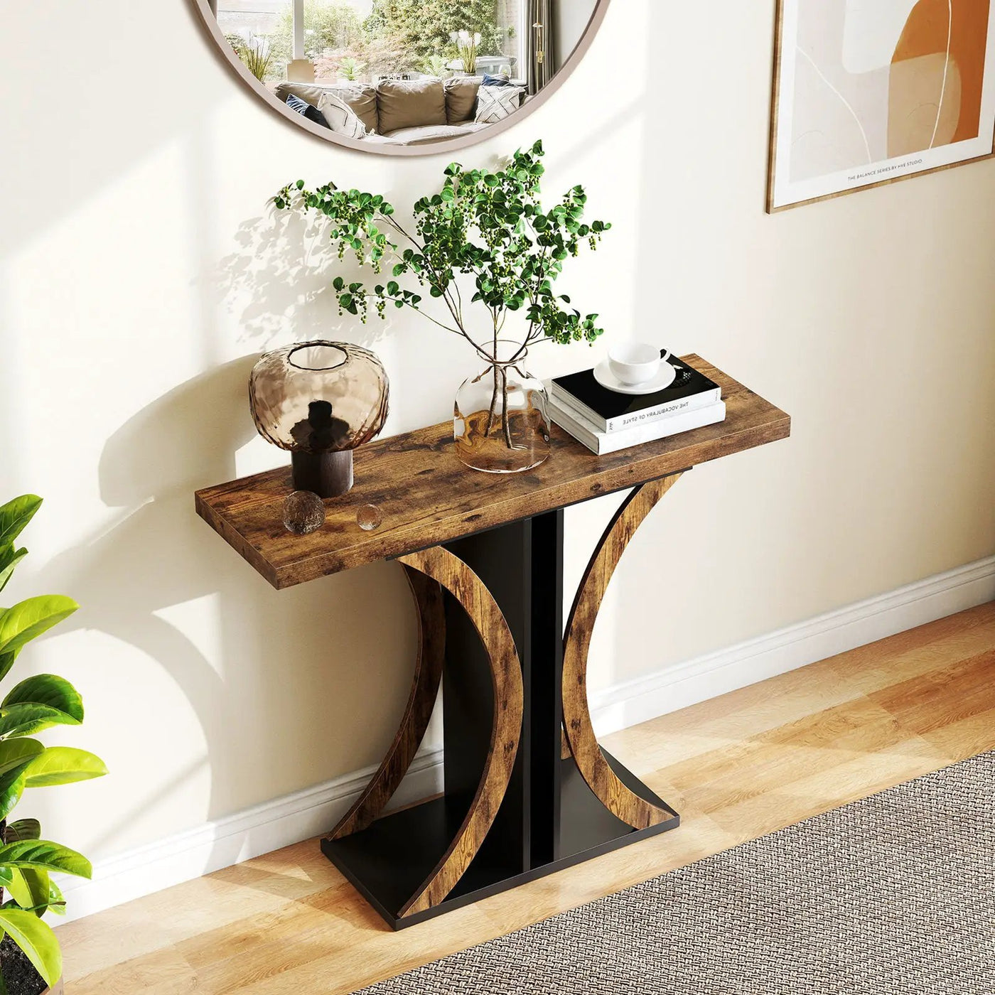 Console Table 39.5 Inch Rectangular Entryway Table with Geometric Frame by DirectDeals