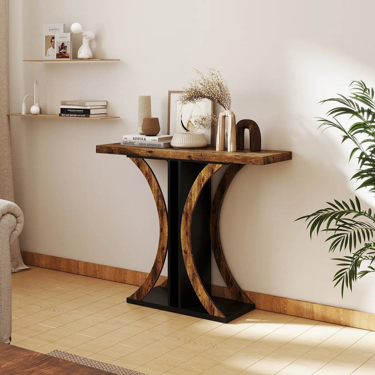 Console Table 39.5 Inch Rectangular Entryway Table with Geometric Frame by DirectDeals
