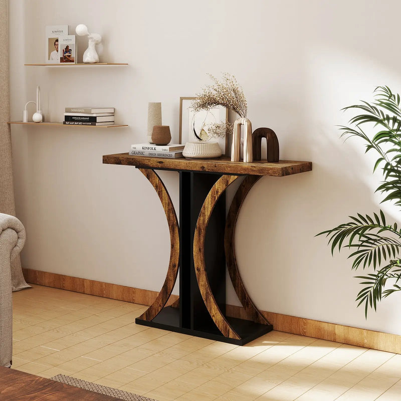 Console Table 39.5 Inch Rectangular Entryway Table with Geometric Frame by DirectDeals