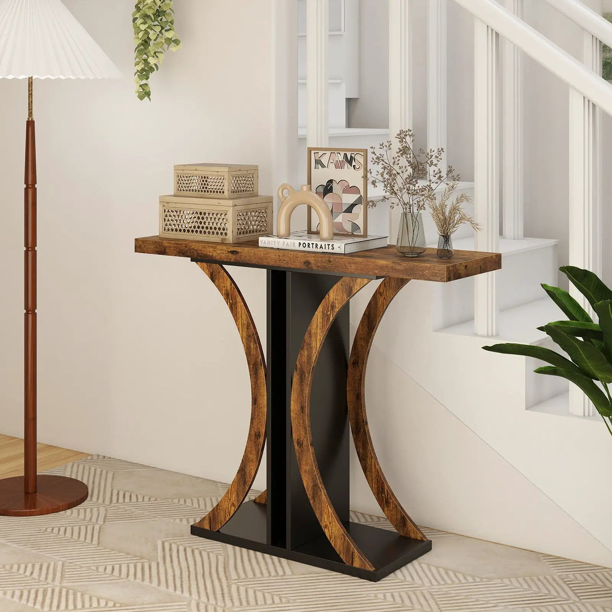 Console Table 39.5 Inch Rectangular Entryway Table with Geometric Frame by DirectDeals