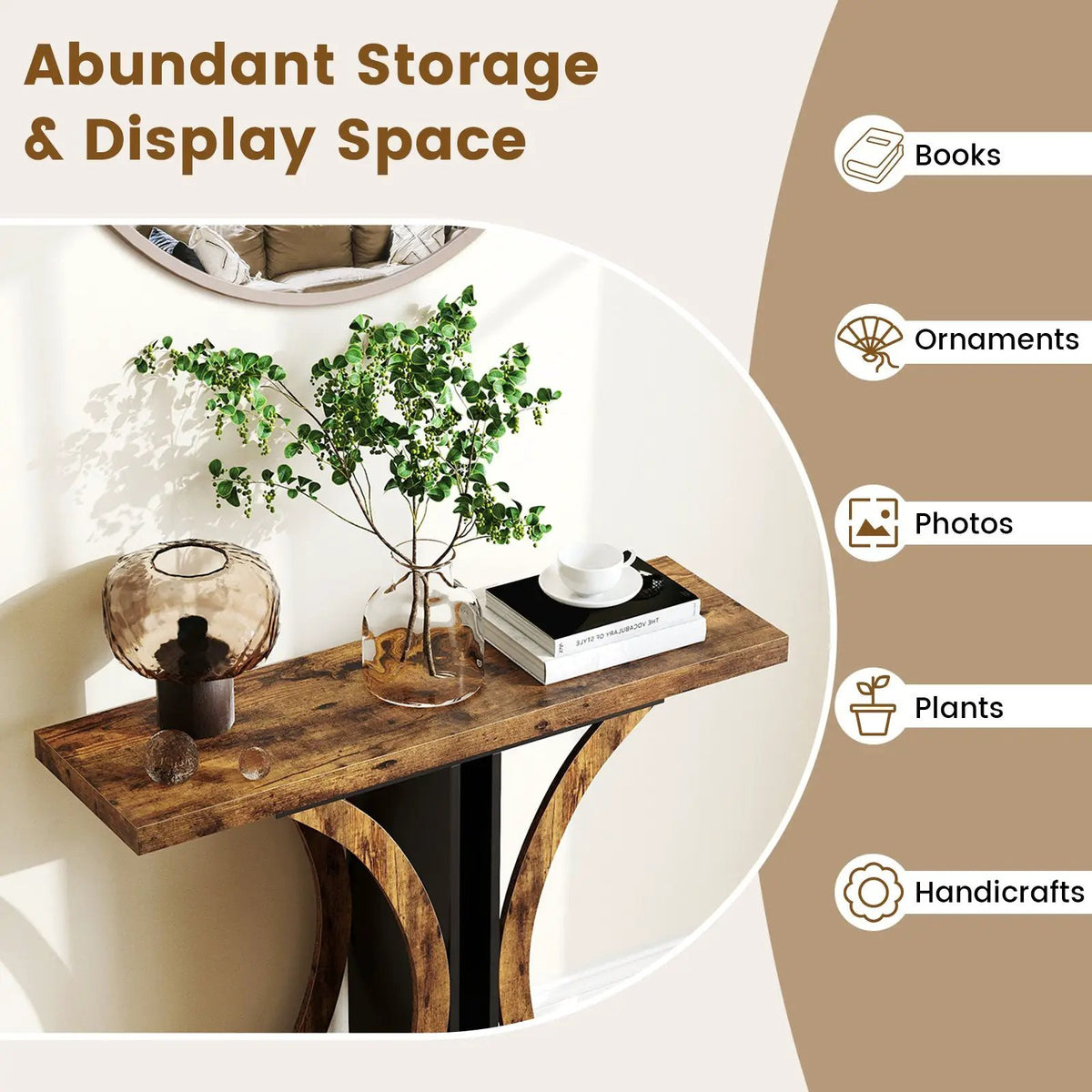 Console Table 39.5 Inch Rectangular Entryway Table with Geometric Frame by DirectDeals