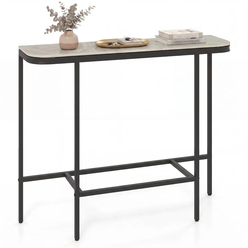 Console Table 44-Inch Entryway Table with Faux Marble Tabletop and Heavy-Duty Metal Frame by DirectDeals