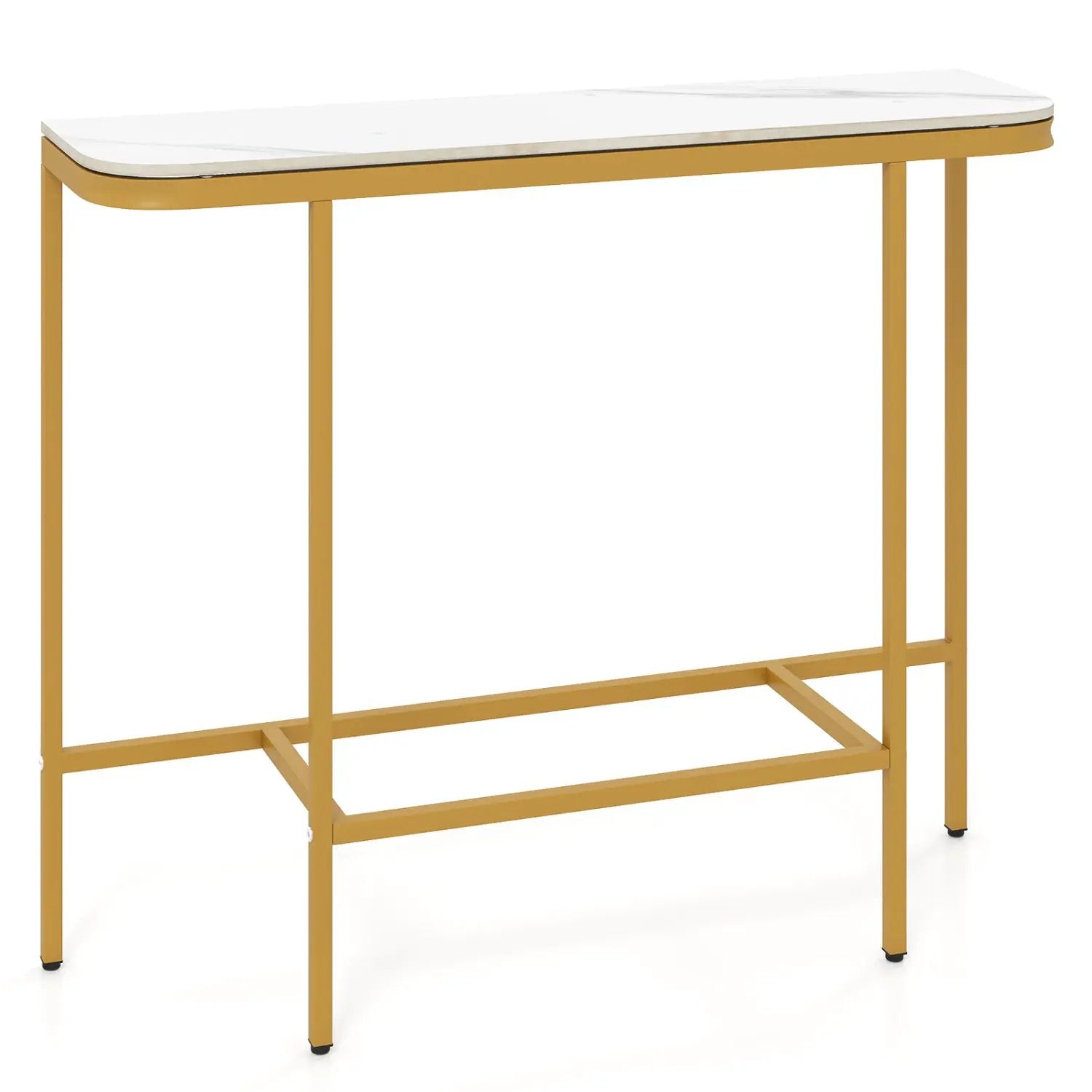 Console Table 44-Inch Entryway Table with Faux Marble Tabletop and Heavy-Duty Metal Frame by DirectDeals