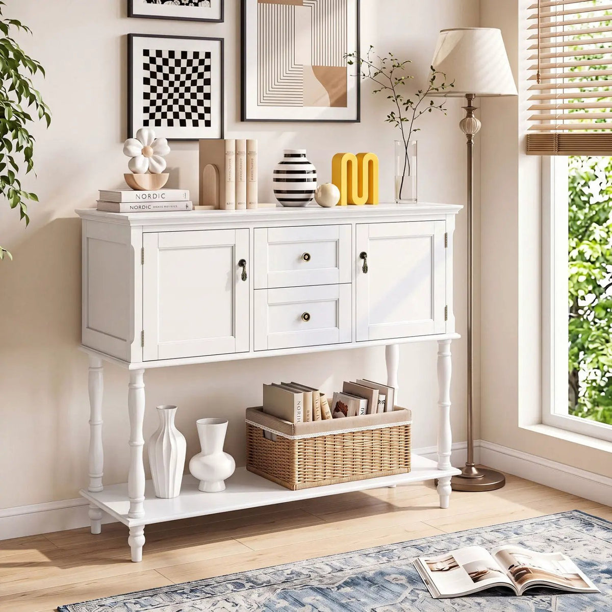Console Table with 2 Drawers and Storage Cabinets by DirectDeals