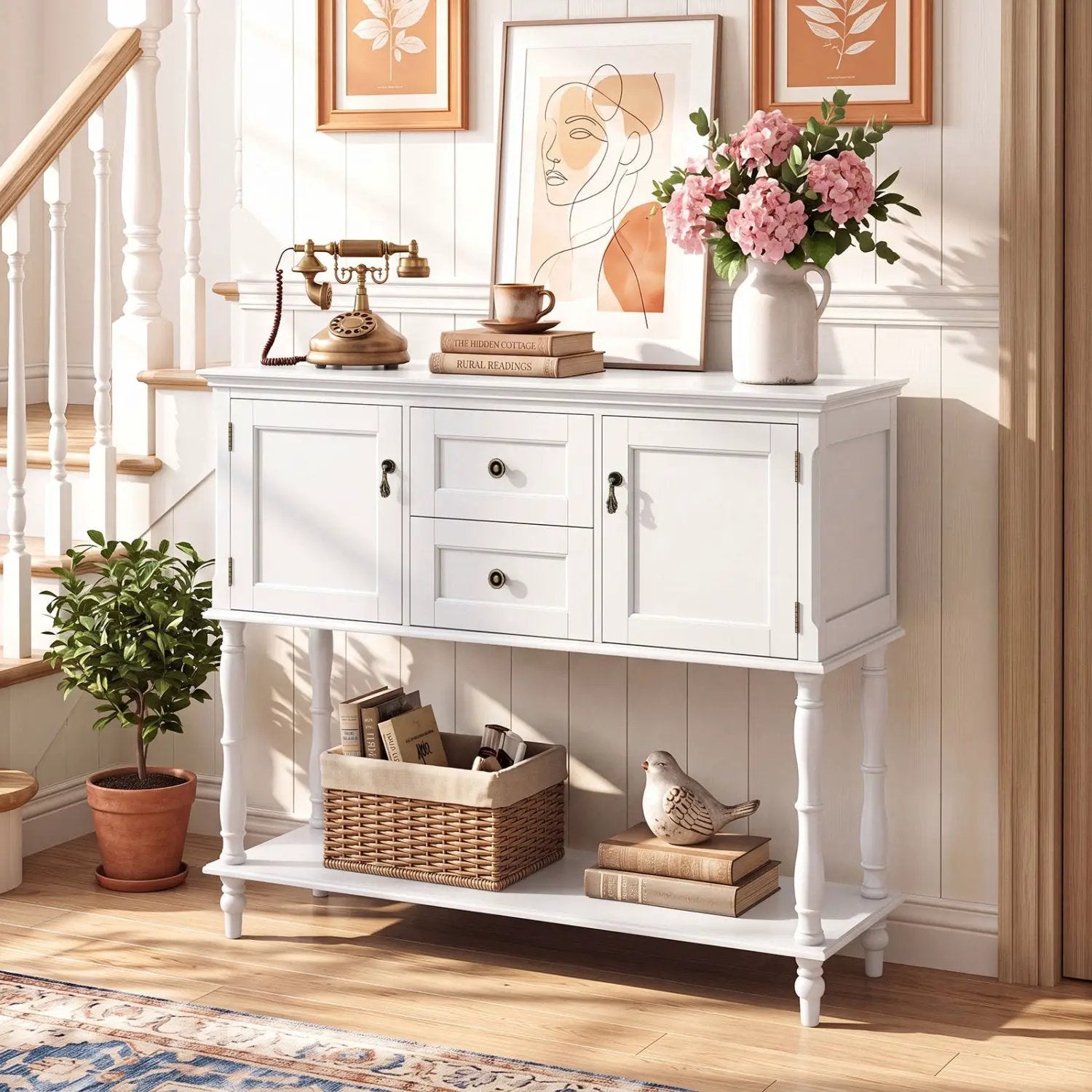 Console Table with 2 Drawers and Storage Cabinets by DirectDeals
