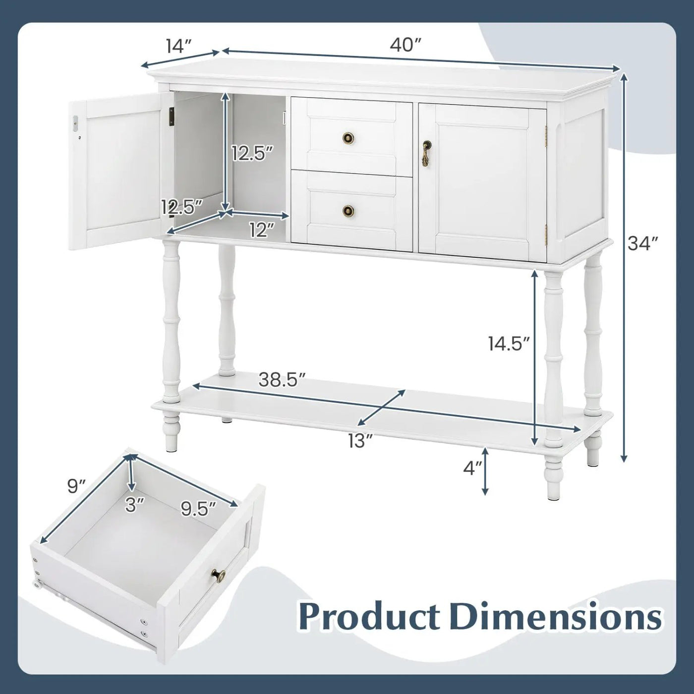 Console Table with 2 Drawers and Storage Cabinets by DirectDeals