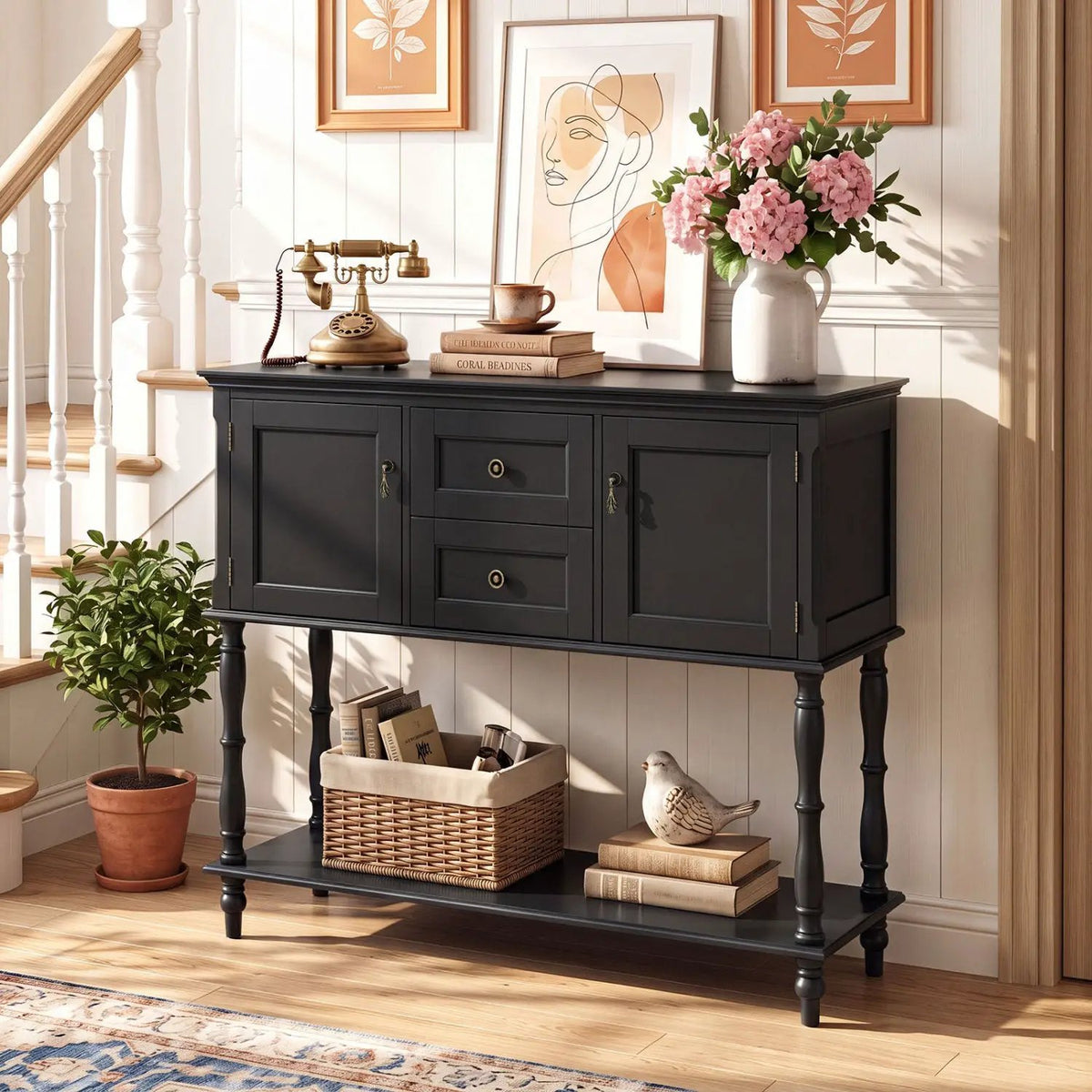 Console Table with 2 Drawers and Storage Cabinets by DirectDeals