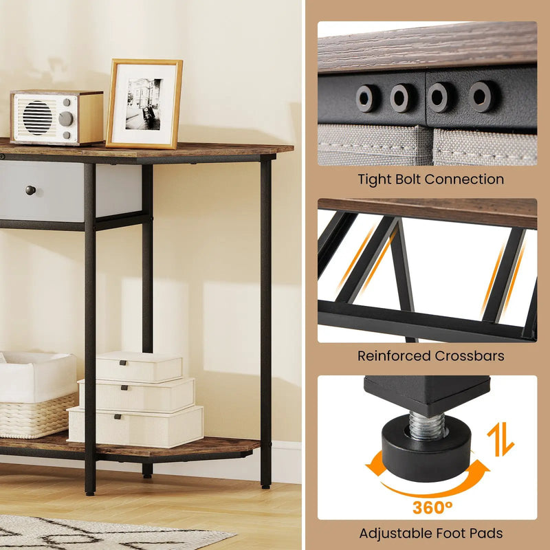 Console Table with 2 Drawers and Open Storage Shelf-Rustic Brown by DirectDeals