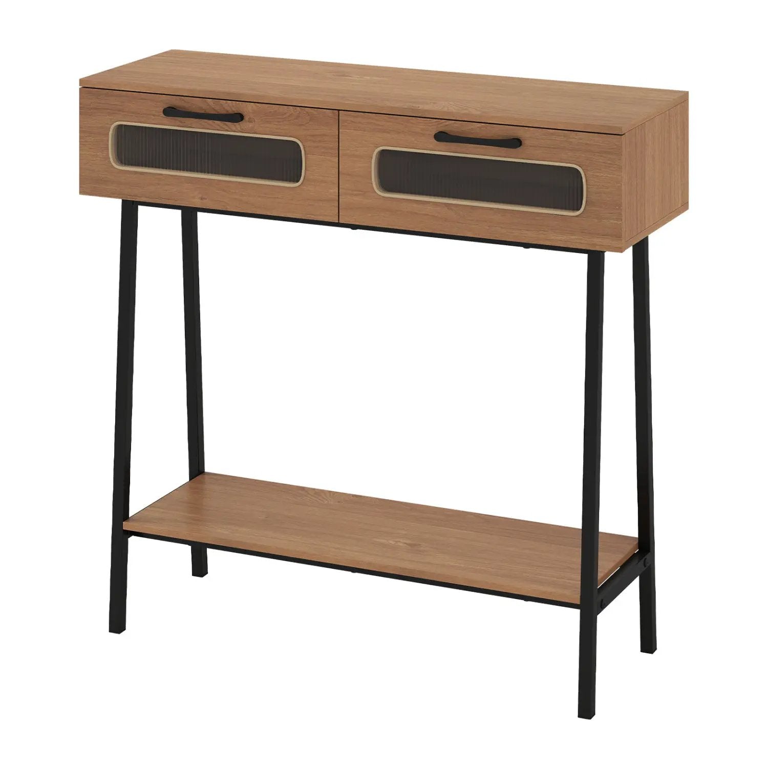 Console Table with LED Lights and Open Shelf - Natural by DirectDeals