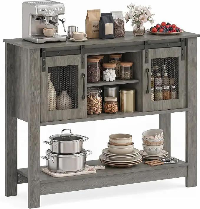 Console Table with Sliding Barn Doors and Storage - Gray by DirectDeals