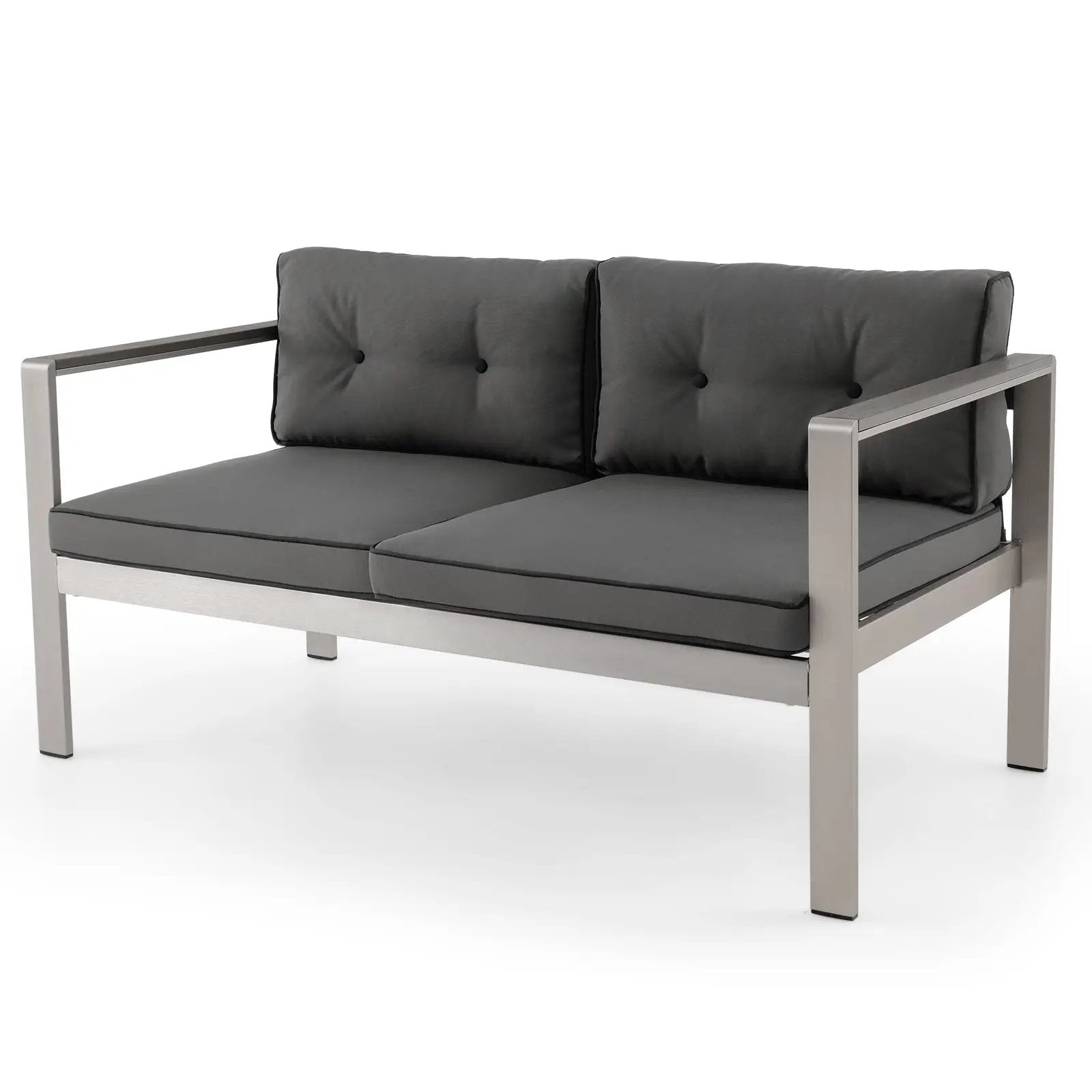 Contemporary 2-Person Sofa Chair with WPC Armrests for Balcony Backyard Porch by DirectDeals