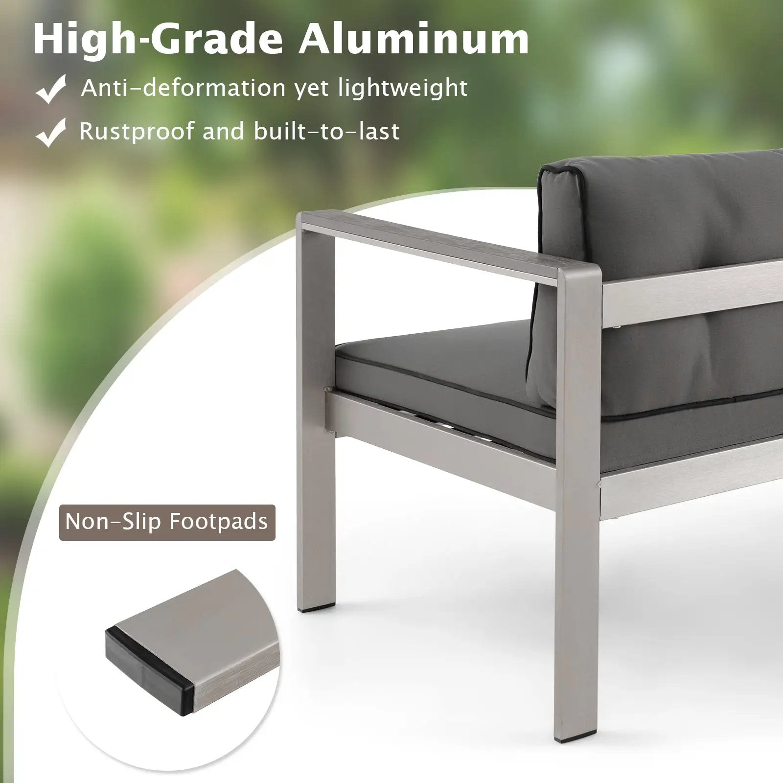 Contemporary 2-Person Sofa Chair with WPC Armrests for Balcony Backyard Porch by DirectDeals