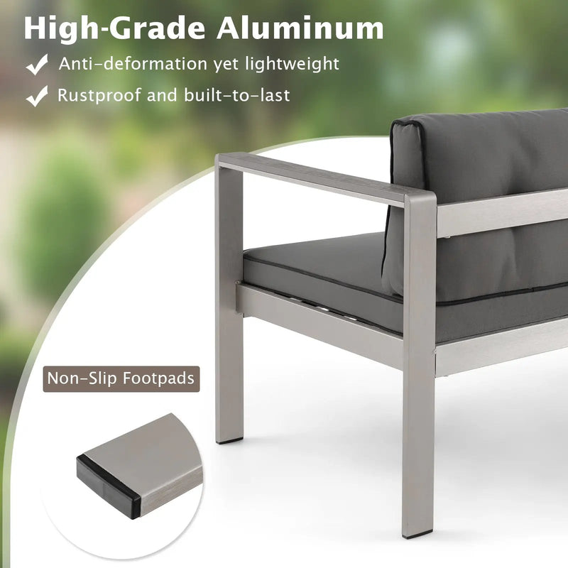 Contemporary 2-Person Sofa Chair with WPC Armrests for Balcony Backyard Porch by DirectDeals