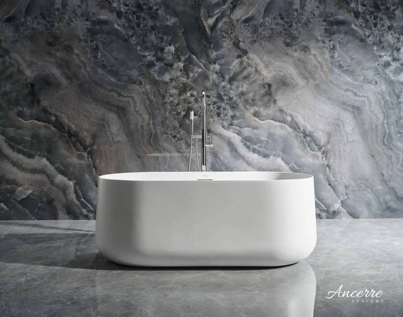 Cossue 61" Freestanding Acrylic Bathtub in White by Ancerre Designs