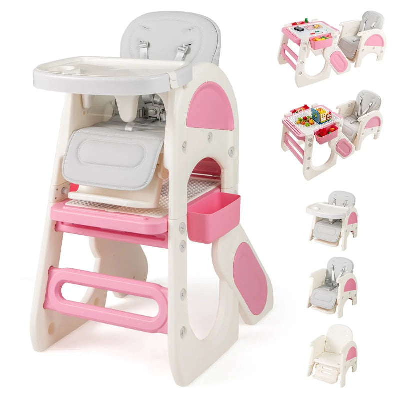 Convertible Baby High Chair with Double-layer Tray and Adjustable Backrest by DirectDeals