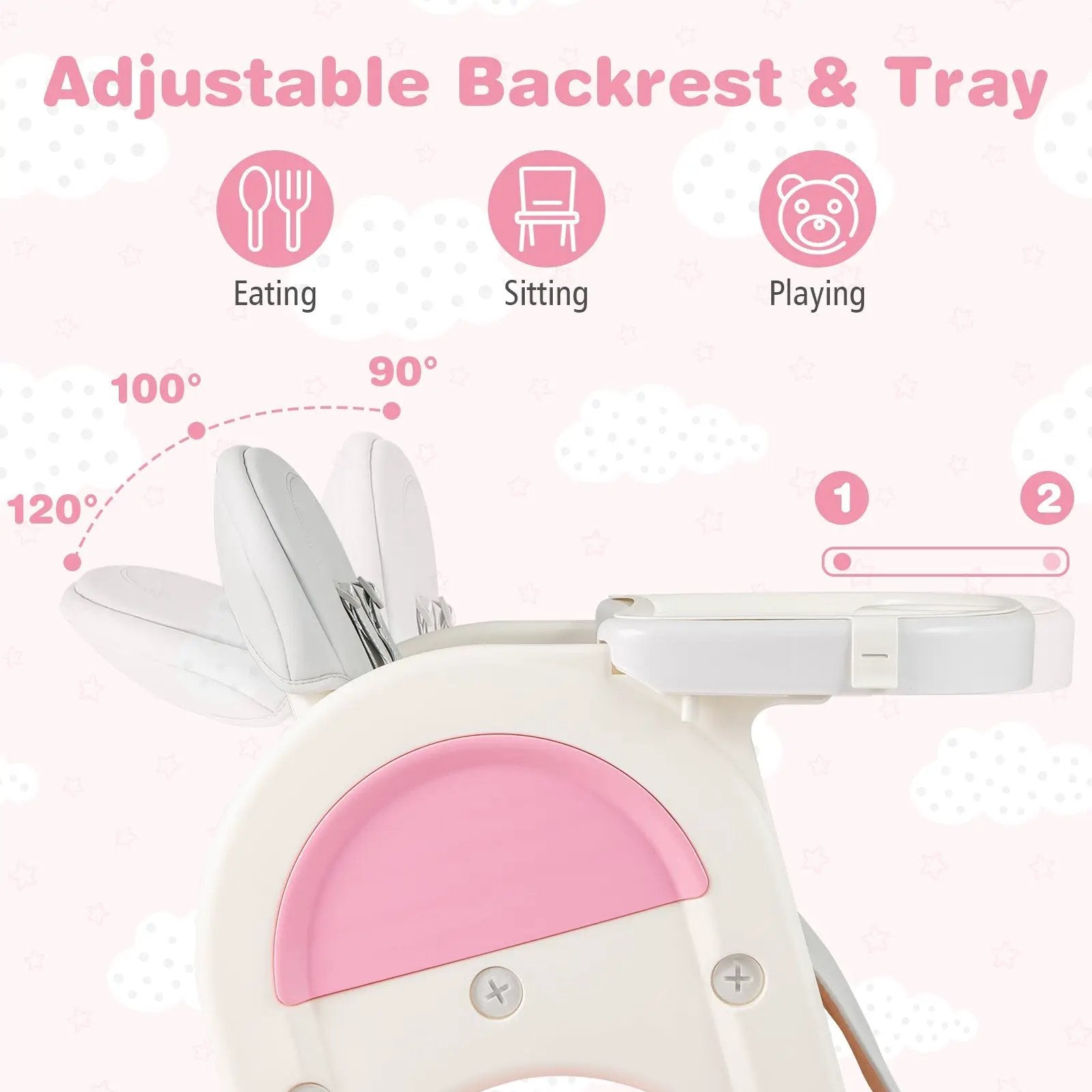 Convertible Baby High Chair with Double-layer Tray and Adjustable Backrest by DirectDeals