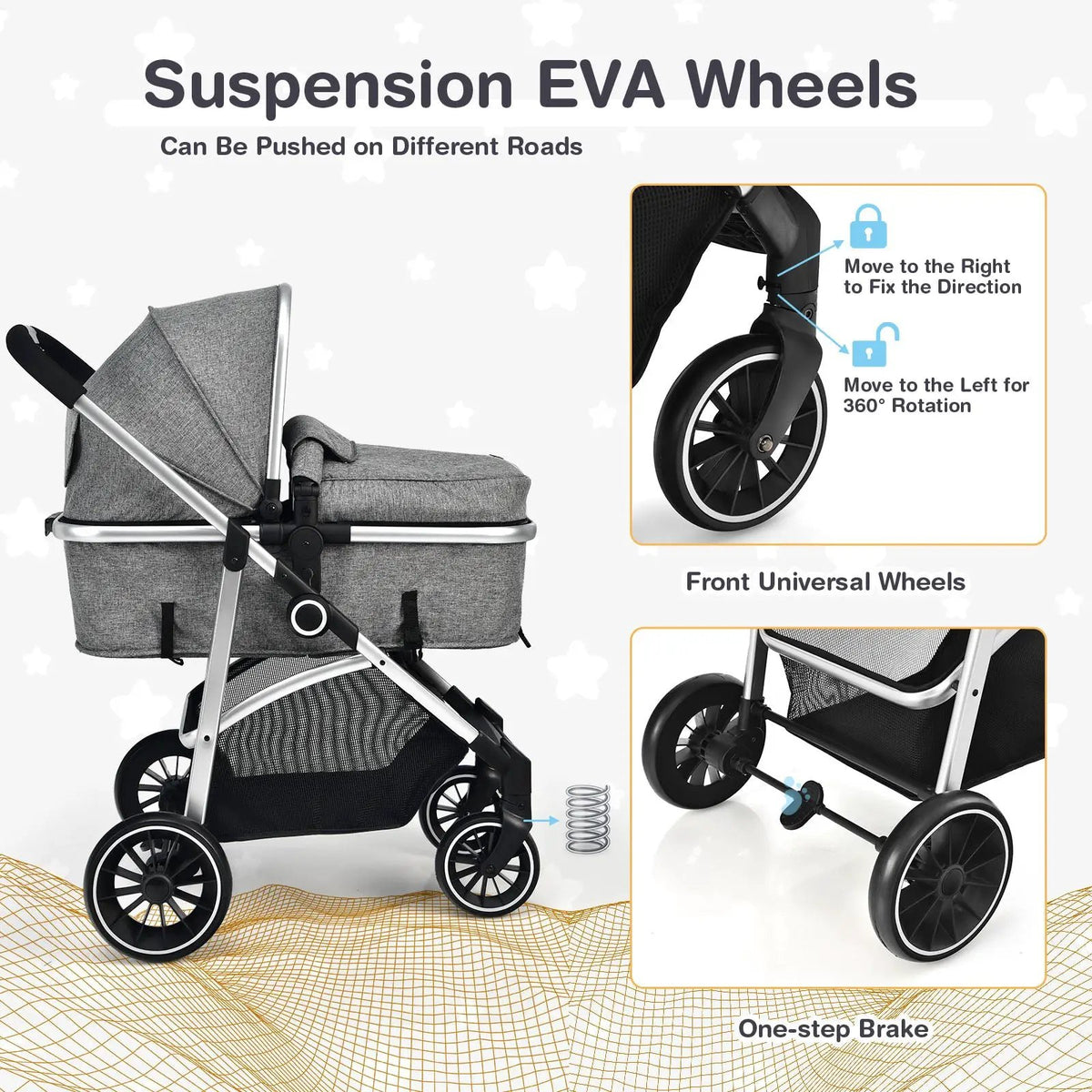 2-in-1 Convertible Baby Stroller with Reversible Seat by DirectDeals