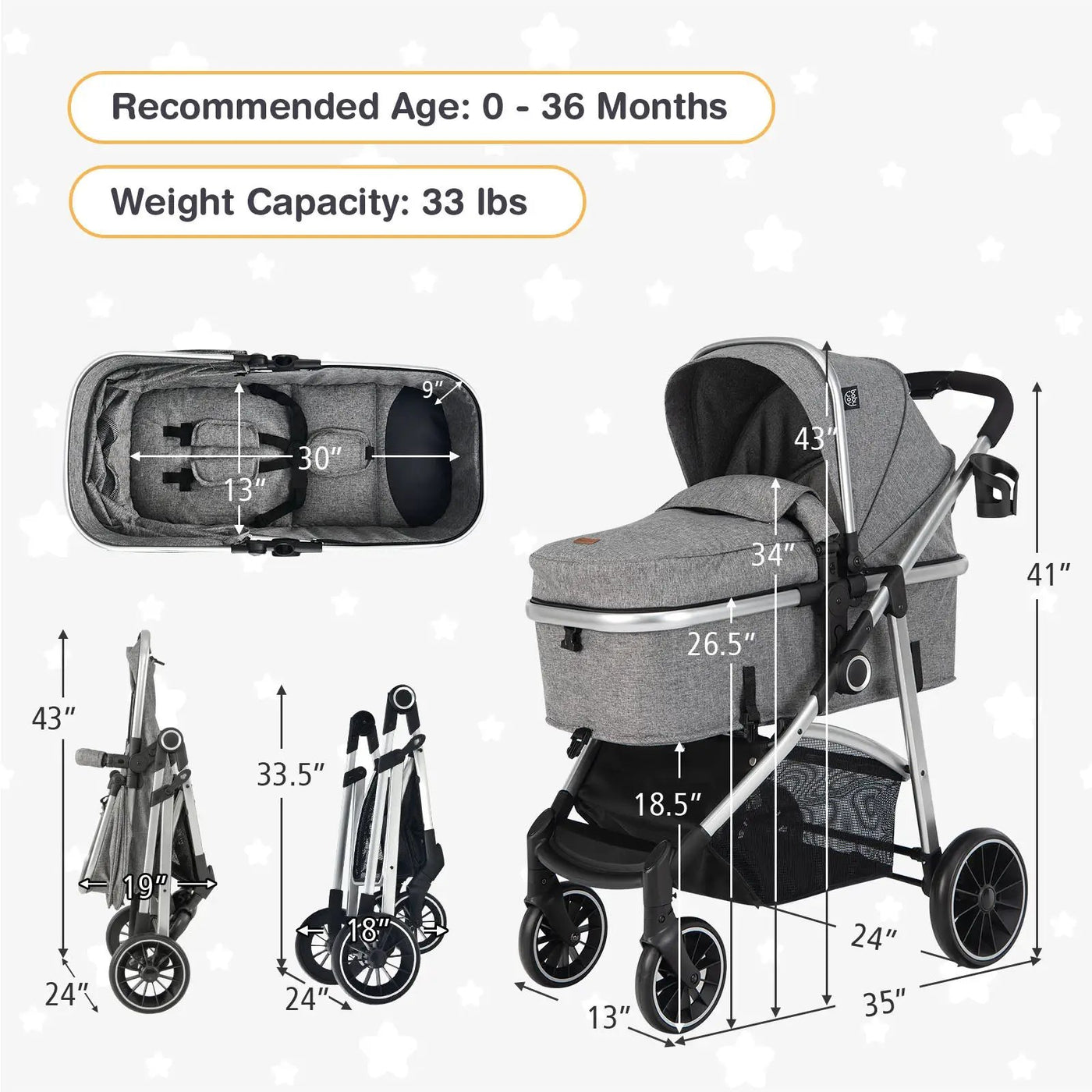 2-in-1 Convertible Baby Stroller with Reversible Seat by DirectDeals