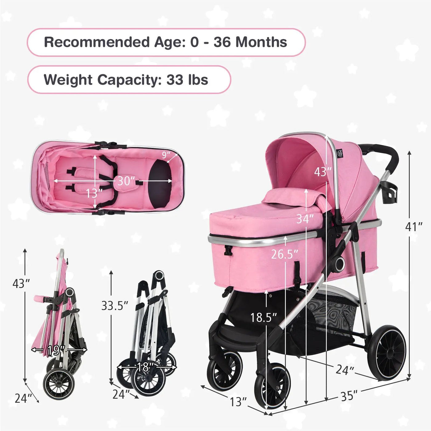 2-in-1 Convertible Baby Stroller with Reversible Seat by DirectDeals